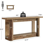 63 Table console de ferme, table de canapé étroite et longue derrière le canapé, meuble d'entrée de rangement à 2 niveaux pour le salon
