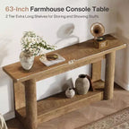 63 Table console de ferme, table de canapé étroite et longue derrière le canapé, meuble d'entrée de rangement à 2 niveaux pour le salon