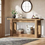 63 Table console de ferme, table de canapé étroite et longue derrière le canapé, meuble d'entrée de rangement à 2 niveaux pour le salon