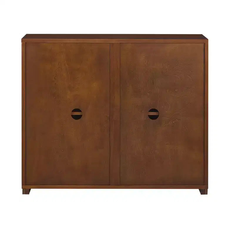 Buffet moderne Suches 2 portes au fini grain de bois avec trous de sortie de câbles