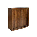Bahut Guill style Mid-Century avec grain de bois et 2 portes coulissantes