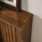 Bahut Guill style Mid-Century avec grain de bois et 2 portes coulissantes