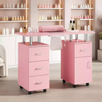 Poste de travail pour manucure avec aérateur électrique, roulettes blocables, repose-poignet, tiroirs et meuble de rangement pour salon de beauté et spa
