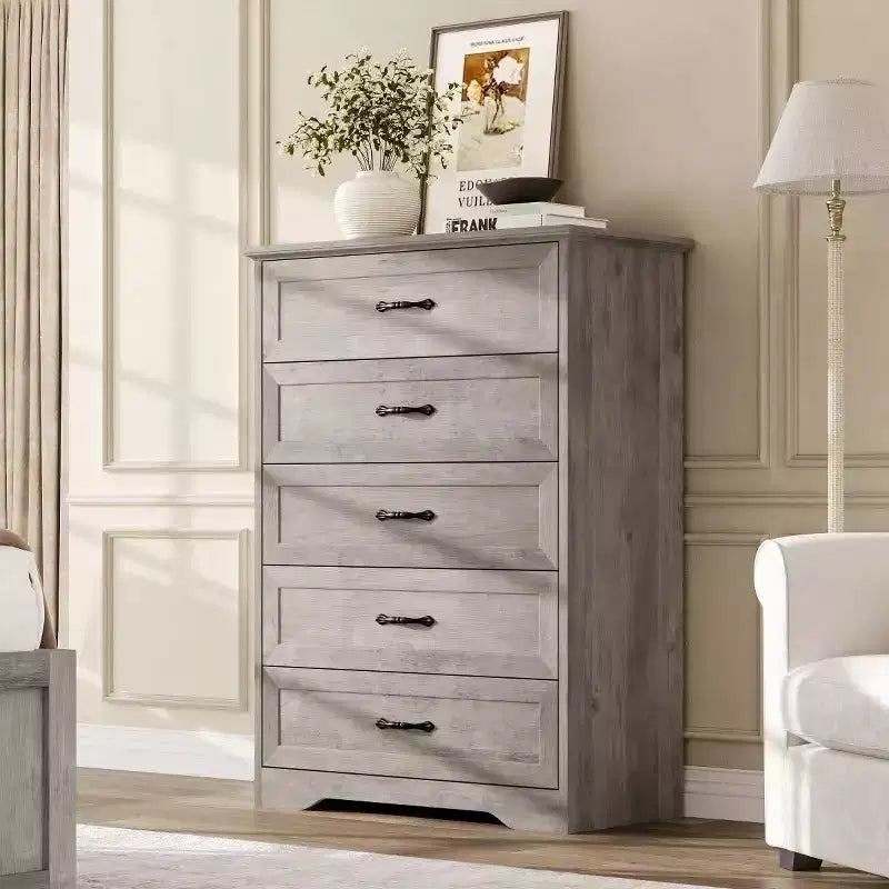 Commode 6 tiroirs pour Chambre, Commode à tiroirs, Commode en bois moderne de style rustique, Commode de rangement