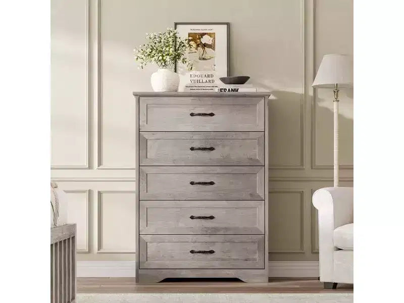 Commode 6 tiroirs pour Chambre, Commode à tiroirs, Commode en bois moderne de style rustique, Commode de rangement