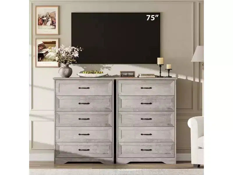 Commode 6 tiroirs pour Chambre, Commode à tiroirs, Commode en bois moderne de style rustique, Commode de rangement
