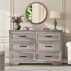 Commode 6 tiroirs pour Chambre, Commode à tiroirs, Commode en bois moderne de style rustique, Commode de rangement