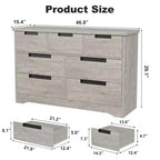 Commode de chambre à coucher avec 7 tiroirs, chiffonnier en bois pour placard, meuble de rangement pour couloir, salon et bureau