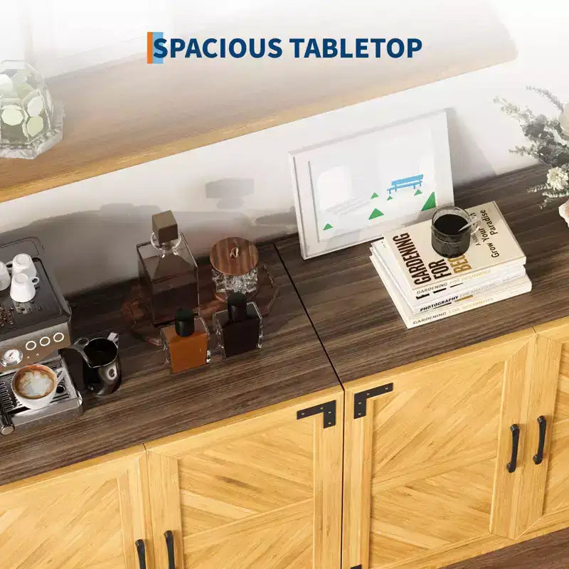 31,5 buffet de salle à manger/crédence en chêne et noir, meuble de rangement avec étagère réglable pour cuisine, salon et salle à manger