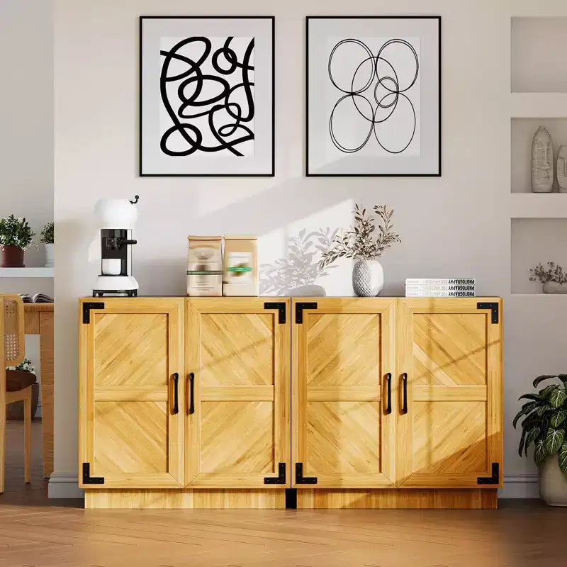 31,5 buffet de salle à manger/crédence en chêne et noir, meuble de rangement avec étagère réglable pour cuisine, salon et salle à manger