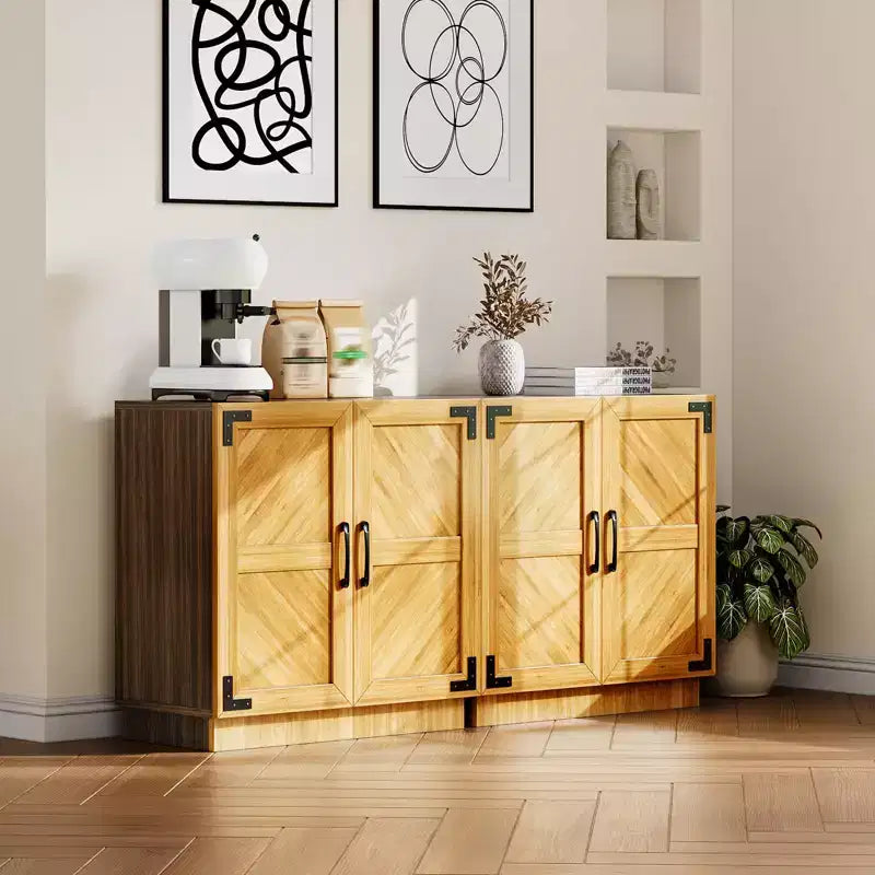 31,5 buffet de salle à manger/crédence en chêne et noir, meuble de rangement avec étagère réglable pour cuisine, salon et salle à manger