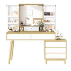 Coiffeuse Maquillage - avec Miroir et Lumières, 7 Tiroirs, avec Tabouret pour Chambre (Blanc)