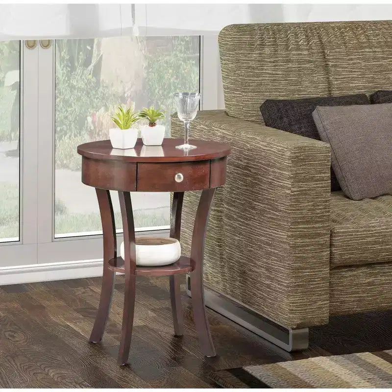 Table d'appoint rectangulaire en bois brun de 24 po de hauteur, 1 pièce