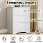 Commode à 3 tiroirs pour chambre à coucher, commode en bois de 75 cm de haut, petite commode de chevet, organisateur de rangement de vêtements pour chambre à coucher, couloir