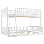 Lit en bois Queen Size avec garde-corps, échelle, montage facile