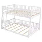 Lit en bois Queen Size avec garde-corps, échelle, montage facile