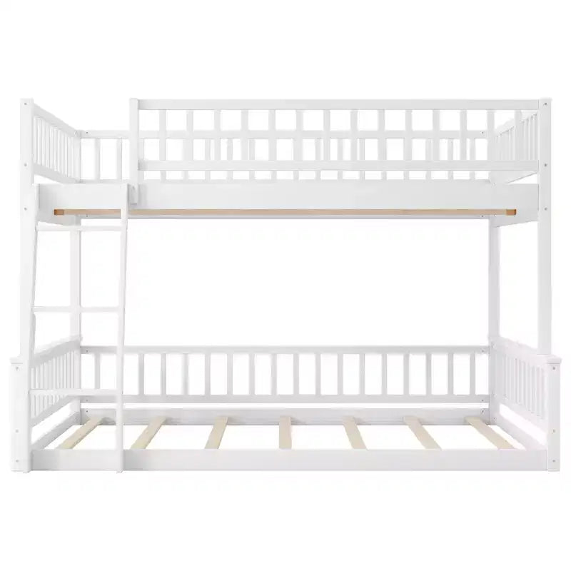 Lit en bois Queen Size avec garde-corps, échelle, montage facile