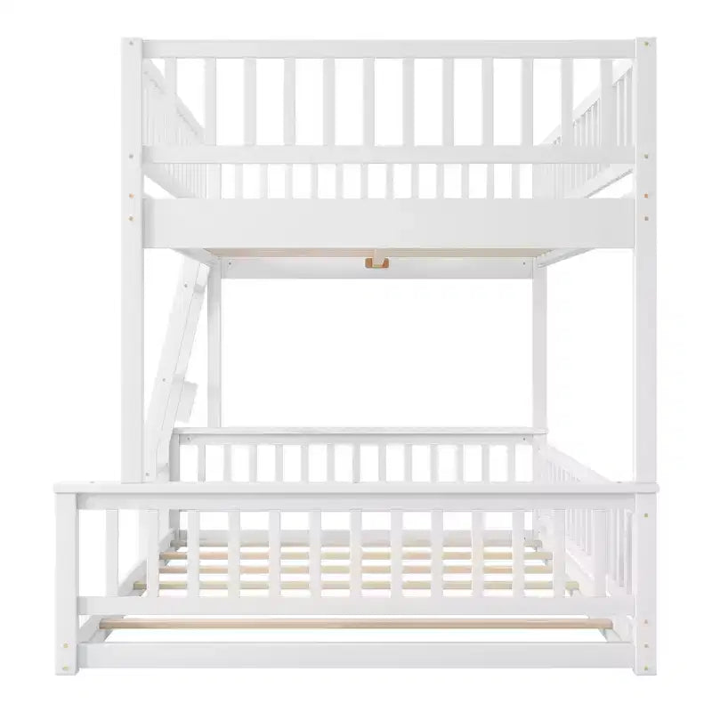Lit en bois Queen Size avec garde-corps, échelle, montage facile