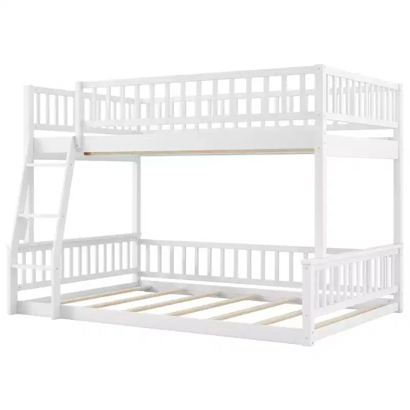 Lit en bois Queen Size avec garde-corps, échelle, montage facile