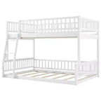 Lit en bois Queen Size avec garde-corps, échelle, montage facile