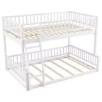 Lit en bois Queen Size avec garde-corps, échelle, montage facile