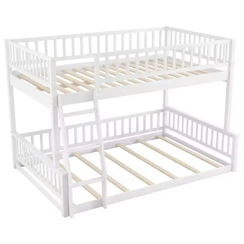 Lit en bois Queen Size avec garde-corps, échelle, montage facile