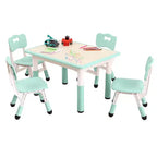 Adjustable Kids Table & 4 Chairs Set  Non-Slip, Graffiti-Resistant, Multi-Activity Desk for Ages 2-10  Home/Daycare/Study Room, Lake Blue