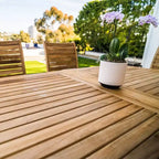 Table à manger d'extérieur naturelle et réglable pour 6-8 personnes, 79-118 pouces - Beige