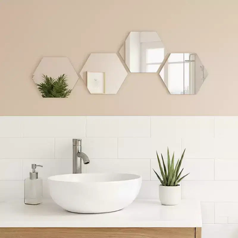 Miroirs Décoratifs Auto-Adhésifs Français pour la Maison (Lot de 4), Disponibles en 8 Formes Uniques