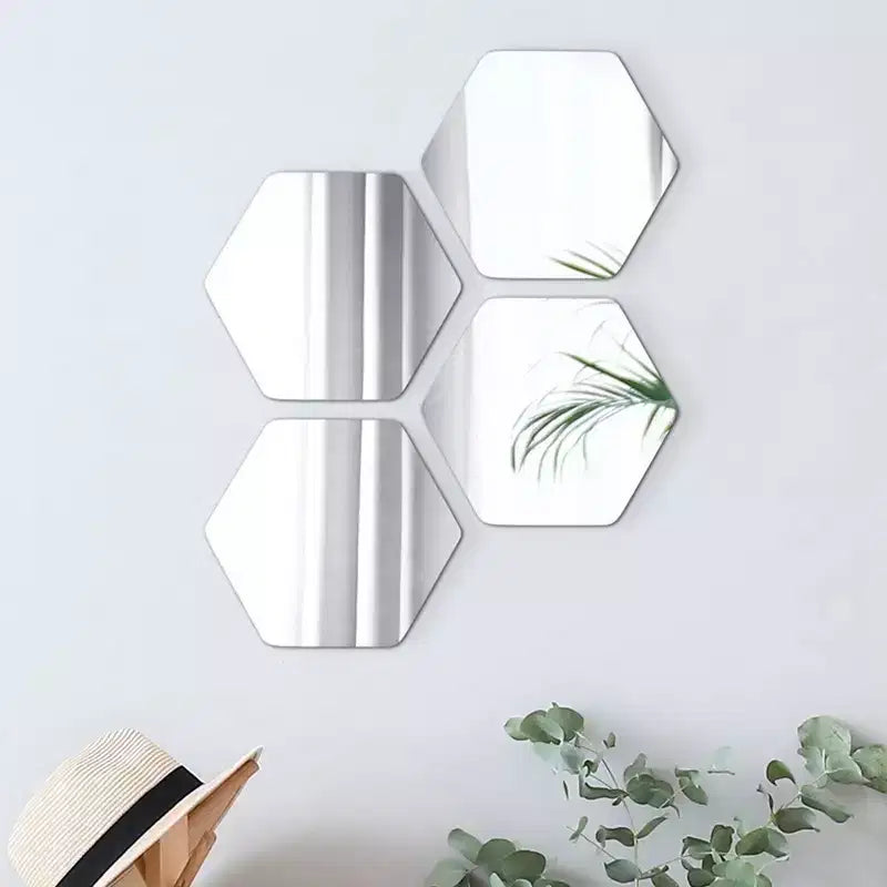 Miroirs Décoratifs Auto-Adhésifs Français pour la Maison (Lot de 4), Disponibles en 8 Formes Uniques