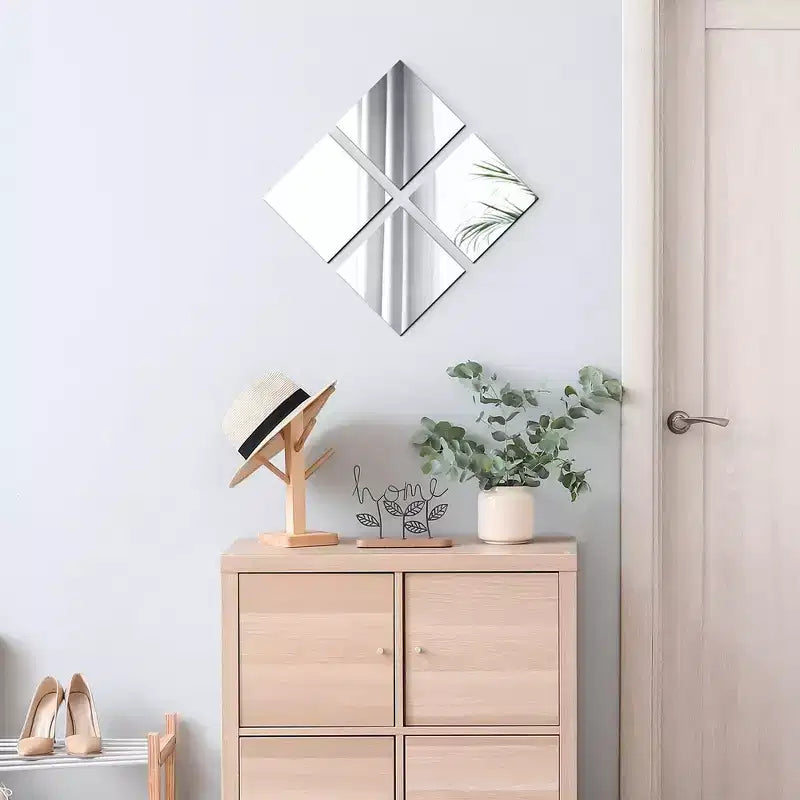 Miroirs Décoratifs Auto-Adhésifs Français pour la Maison (Lot de 4), Disponibles en 8 Formes Uniques