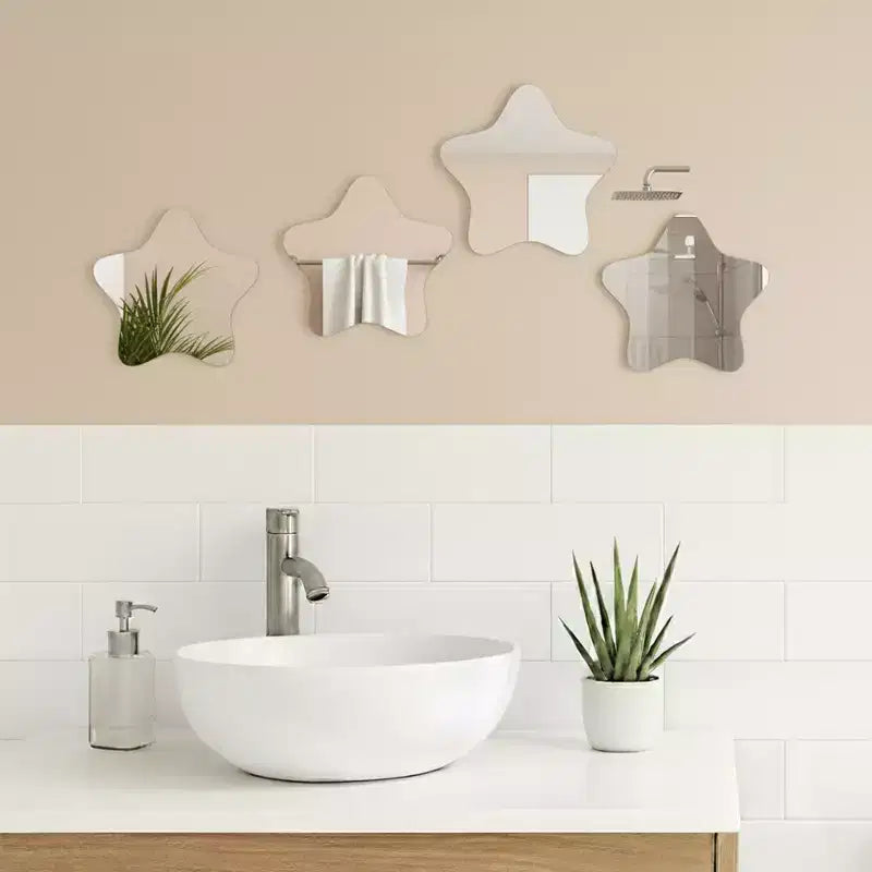 Miroirs Décoratifs Auto-Adhésifs Français pour la Maison (Lot de 4), Disponibles en 8 Formes Uniques