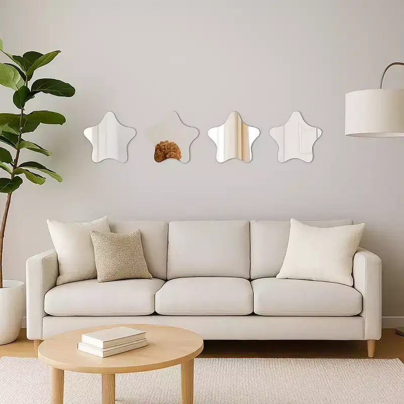 Miroirs Décoratifs Auto-Adhésifs Français pour la Maison (Lot de 4), Disponibles en 8 Formes Uniques