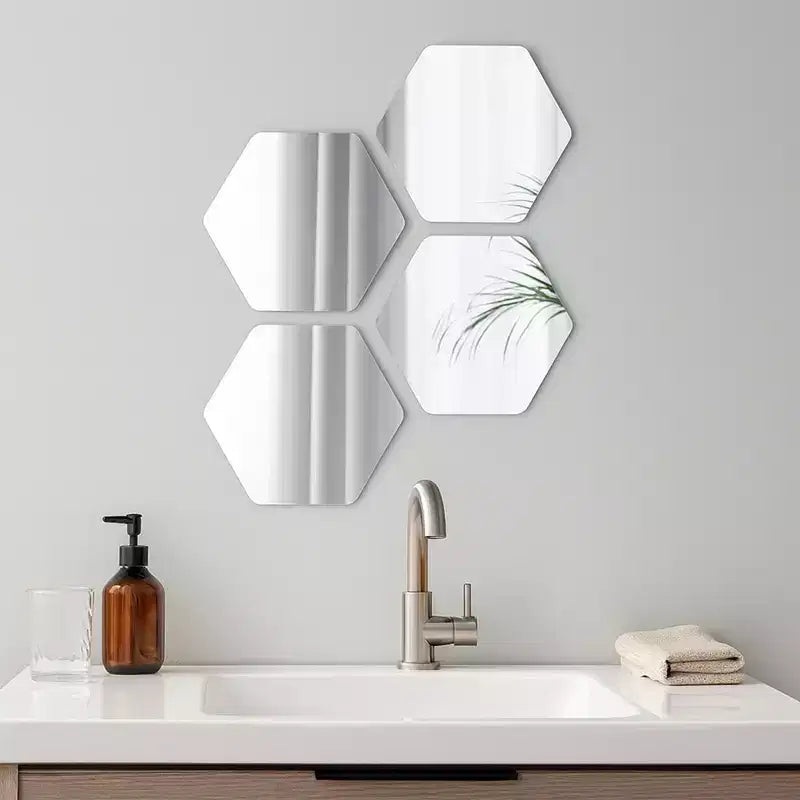 Miroirs Décoratifs Auto-Adhésifs Français pour la Maison (Lot de 4), Disponibles en 8 Formes Uniques