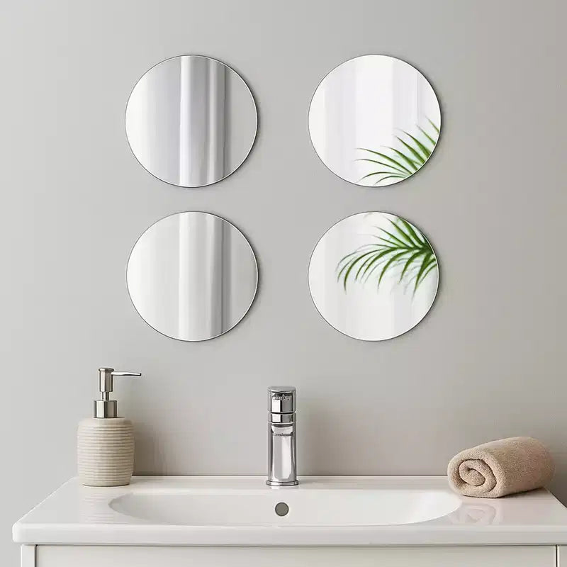 Miroirs Décoratifs Auto-Adhésifs Français pour la Maison (Lot de 4), Disponibles en 8 Formes Uniques