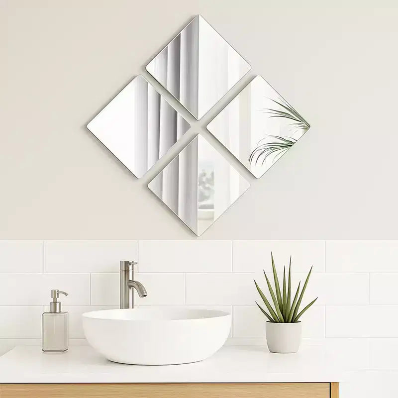 Miroirs Décoratifs Auto-Adhésifs Français pour la Maison (Lot de 4), Disponibles en 8 Formes Uniques