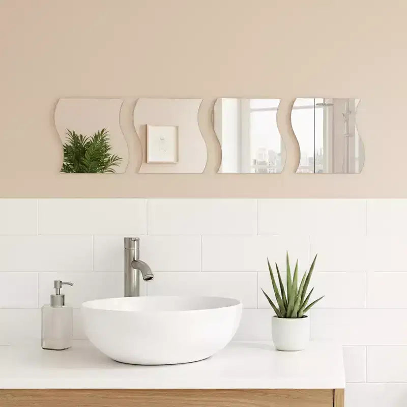 Miroirs Décoratifs Auto-Adhésifs Français pour la Maison (Lot de 4), Disponibles en 8 Formes Uniques
