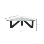 Table basse Imperial Collection en verre triangulaire avec piètement en bois de frêne lustré pour maison, salon, bureau