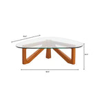 Table basse Imperial Collection en verre triangulaire avec piètement en bois de frêne lustré pour maison, salon, bureau