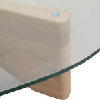 Table basse Imperial Collection en verre triangulaire avec piètement en bois de frêne lustré pour maison, salon, bureau