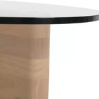 Table basse Imperial Collection en verre triangulaire avec piètement en bois de frêne lustré pour maison, salon, bureau