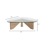 Table basse Imperial Collection en verre triangulaire avec piètement en bois de frêne lustré pour maison, salon, bureau